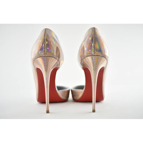 Christian Louboutin Iriza 100 Patent Psychic Wood Rose Iridescent Heel Pump 37 - Picture 9 of 10